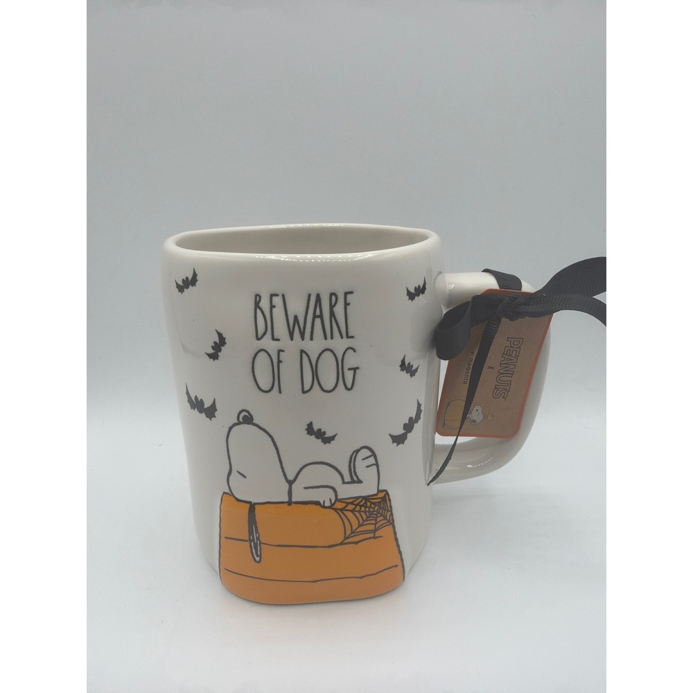 Rae Dunn x Peanuts BEWARE OF DOG Snoopy Halloween Mug Bats 2026